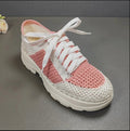 Xiaorong Handmade Pink & White Crochet Sneakers - xiaoronghandmade