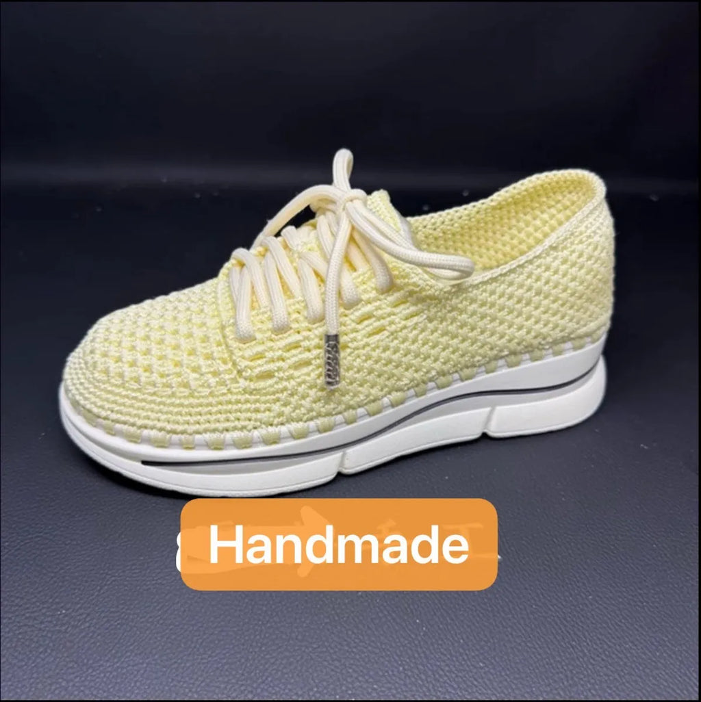 Xiaorong Handmade Lemon Yellow Knit Sneakers - xiaoronghandmade