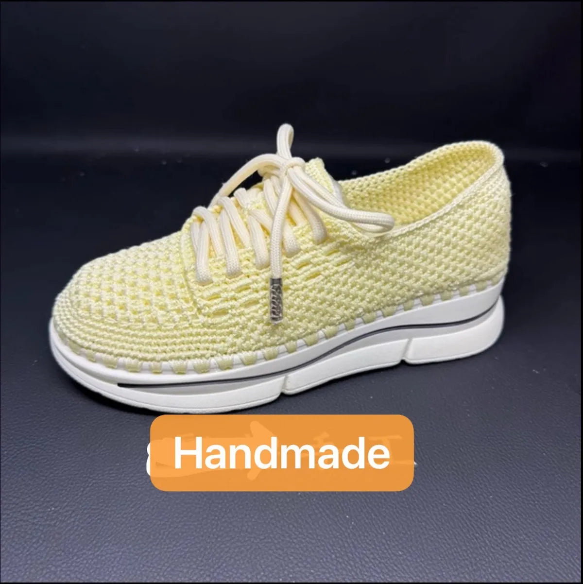 Xiaorong Handmade Lemon Yellow Knit Sneakers - xiaoronghandmade
