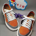 Xiaorong Handmade Orange & Grey Knit Sneakers - xiaoronghandmade